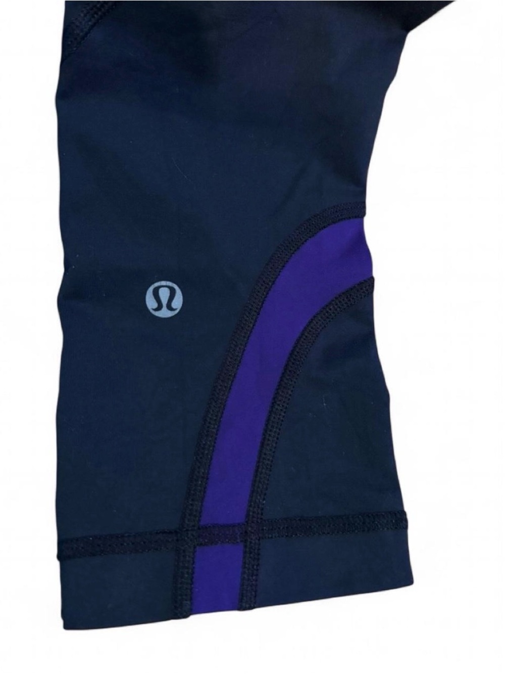 Lululemon Run Inspire Crop II Black & Purple Athletic Legging Cropped Legginge